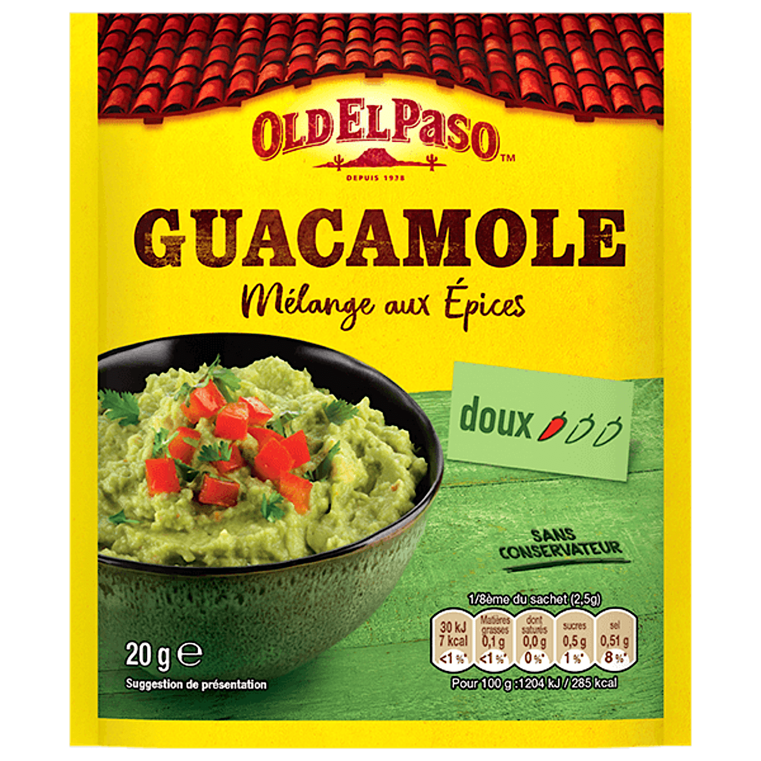 paquet de old el paso Mélange aux Épices pour Guacamole doux 20g